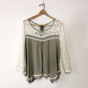 Entro Large Olive 3/4 Length Sleeve Top